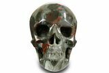 Realistic, Polished Bloodstone (Heliotrope) Skull - South Africa #378597-1